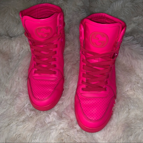 neon pink high tops